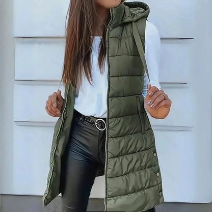 Women's Hooded Sleeveless Gilet, Puffer Vest - view 4