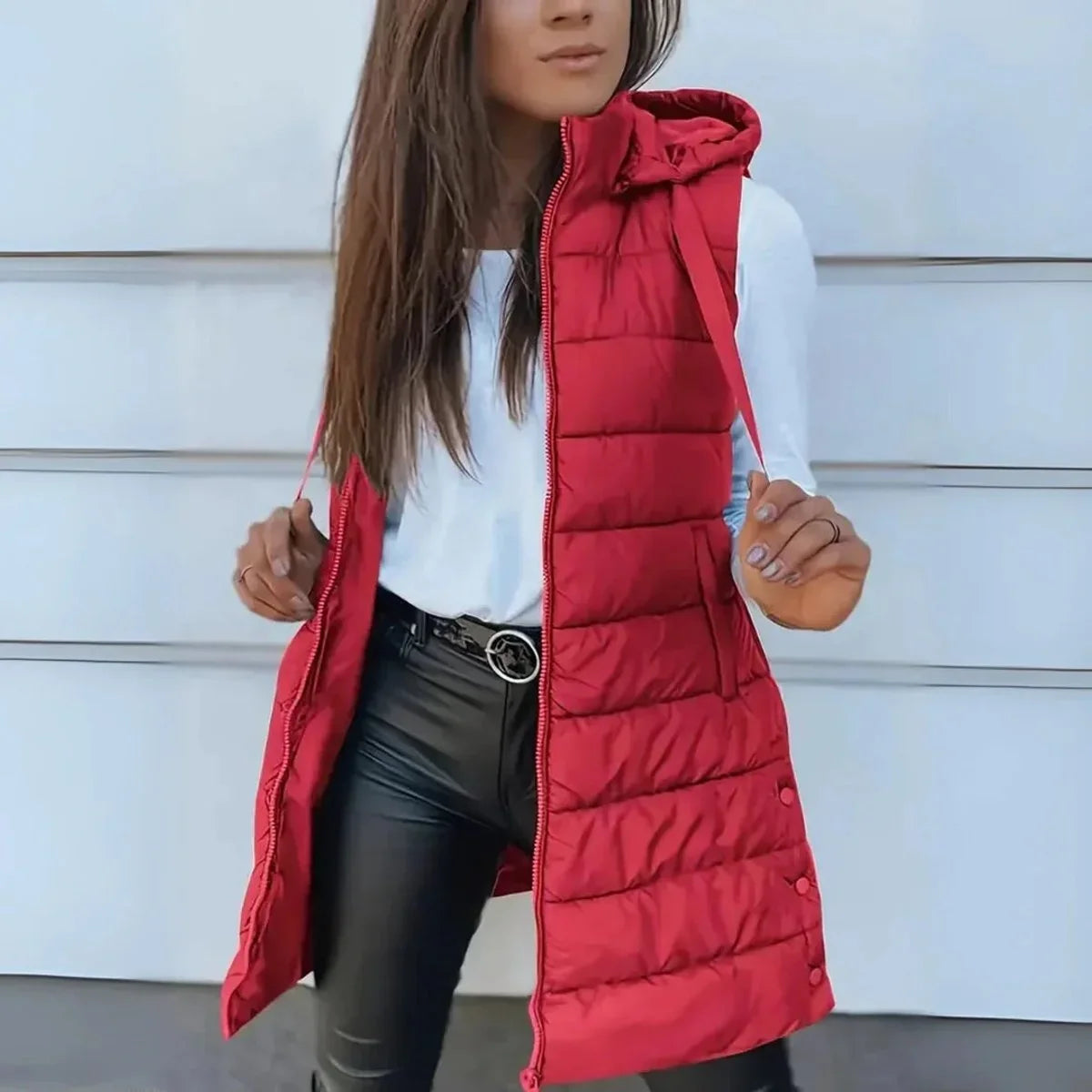 Women's Hooded Sleeveless Gilet, Puffer Vest - view 6