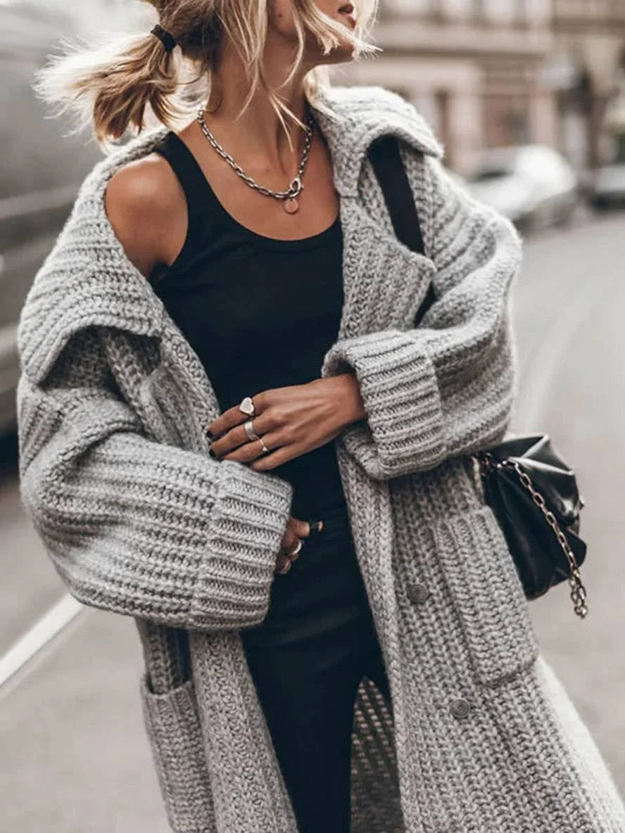 Women's Longline Oversized Cardigan, Knitted - view 5
