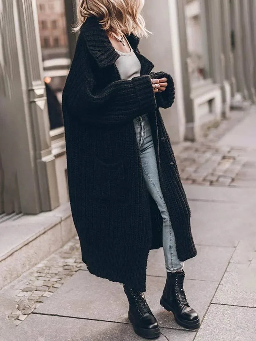 Women's Longline Oversized Cardigan, Knitted - view 2