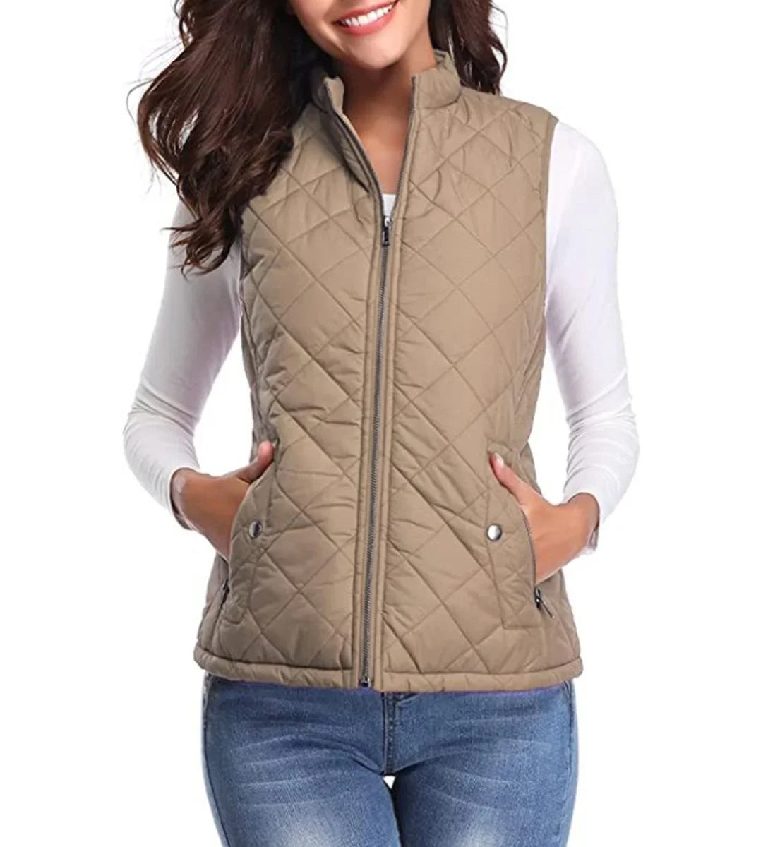 Women's Quilted Zip-Up Gilet, Puffer Vest - view 3