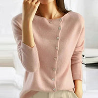 Women's Asymmetric Button Cardigan, Relaxed Fit Knit