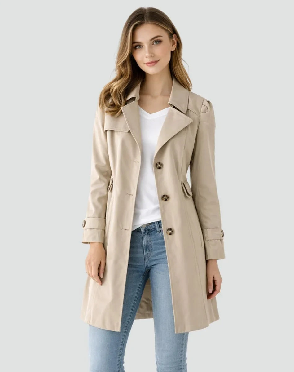 Women's Double-Breasted Tailored Trench Coat, Belted - view 2