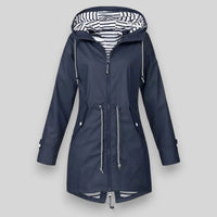 Women's Waterproof Jacket with Hood and Drawstring Waist