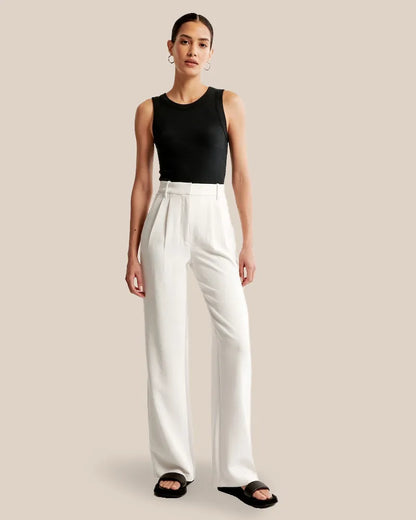 Pantalon ajusté à jambe large